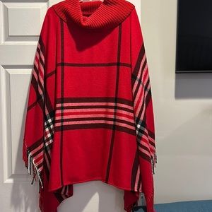 Gorgeous, Talbots, size 2x/3x, red/black, plaid, poncho! Excellent condition!